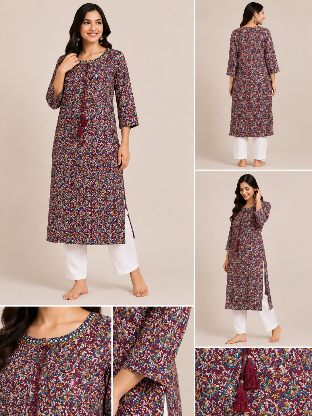 Multicolour Micro-Floral Kurta, multicolour - view 2