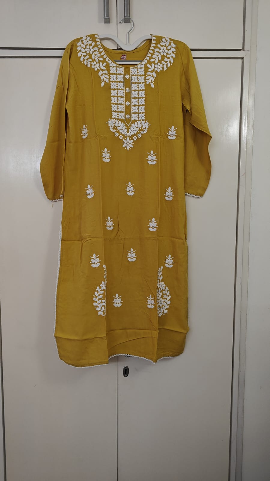 Mustard Chikankari Kurta, mustard
