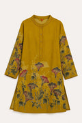 Mustard Floral Border Kurta Set