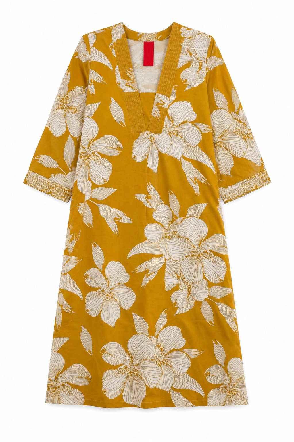 Mustard Floral Print Kurta Set
