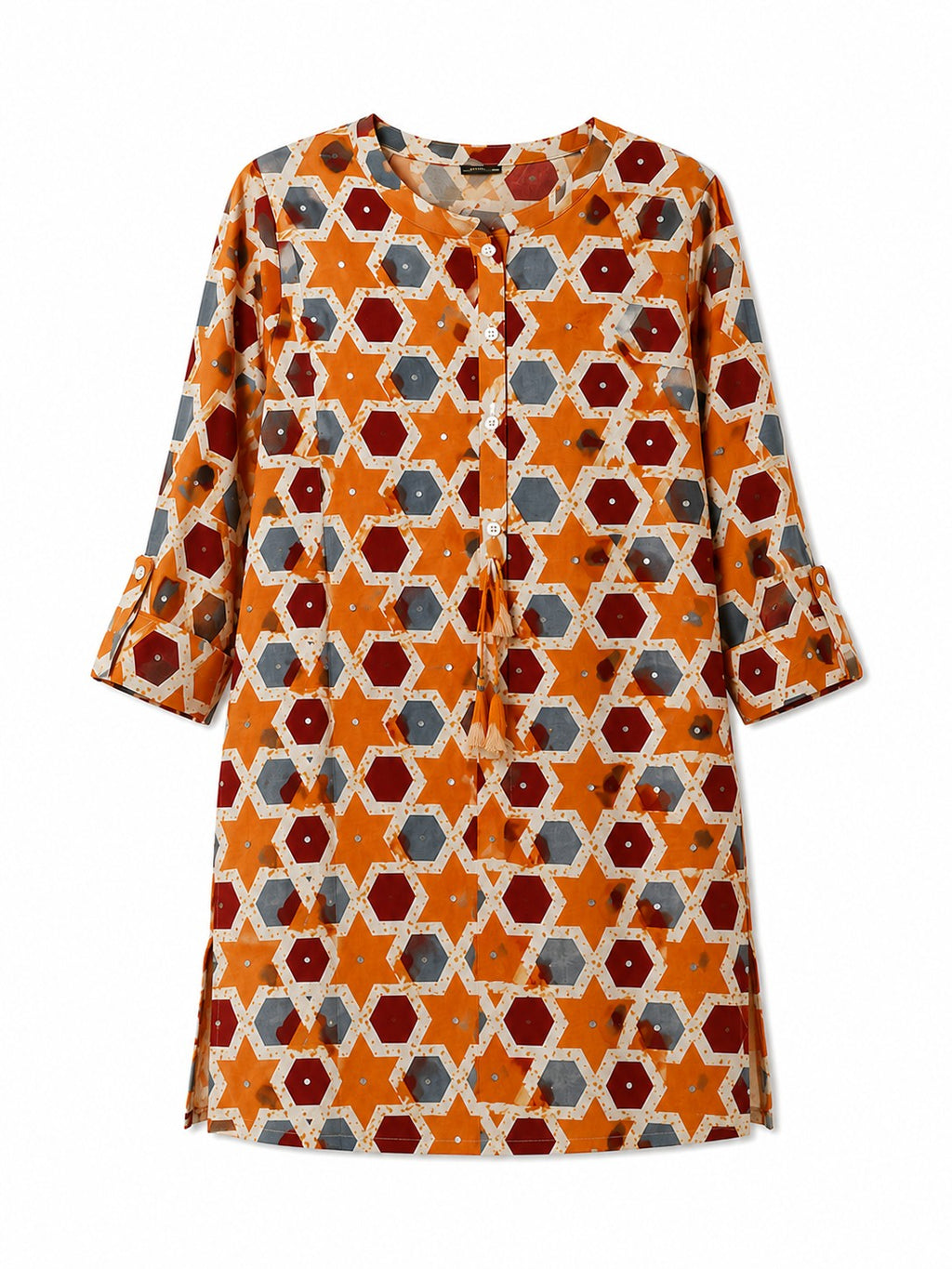 Mustard Geo Print Top