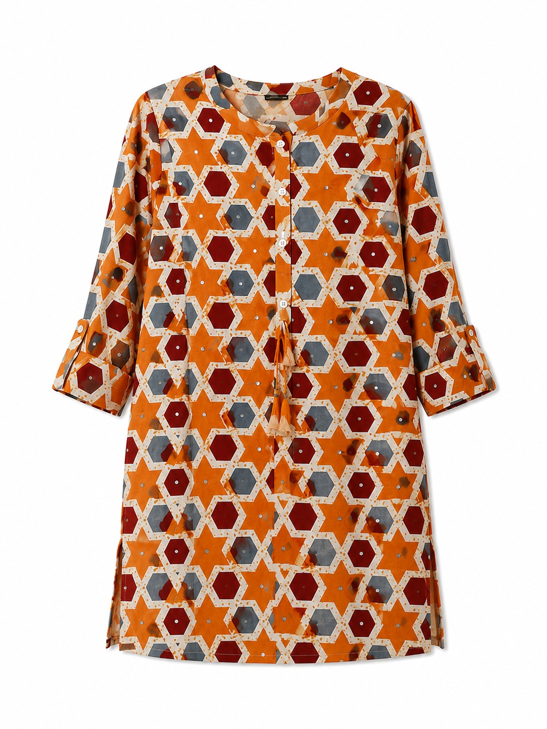 Mustard Geo Print Top