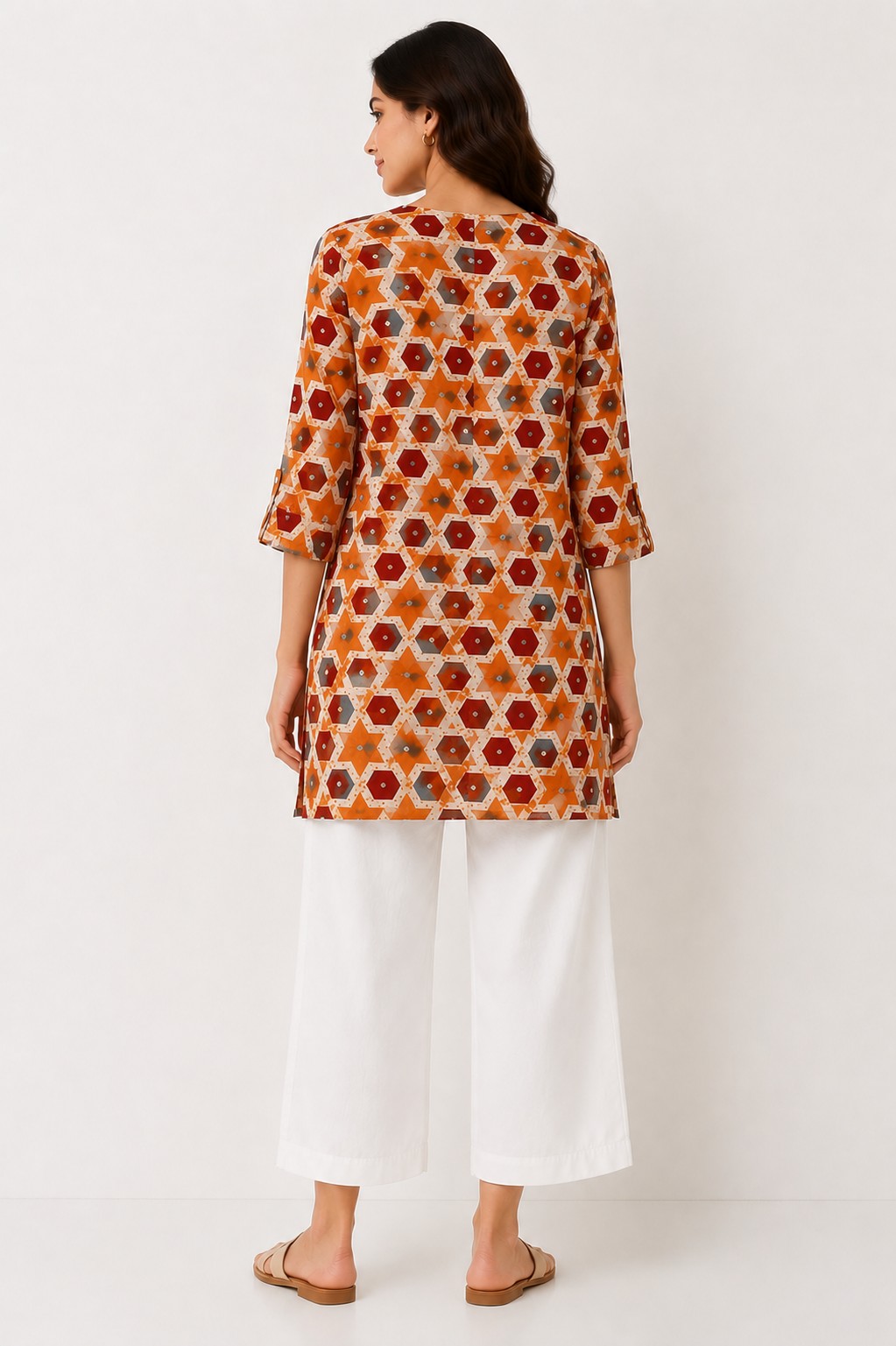 Mustard Geo Print Top - view 3