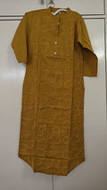 Mustard Tonal Embroidered Kurta, mustard