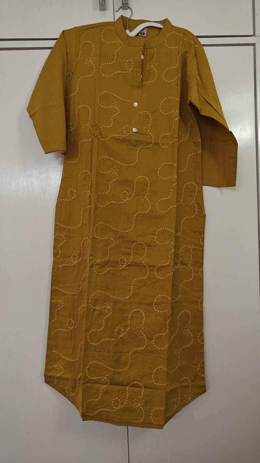 Mustard Tonal Embroidered Kurta, mustard