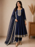 Navy Anarkali 3-Piece Set, blue