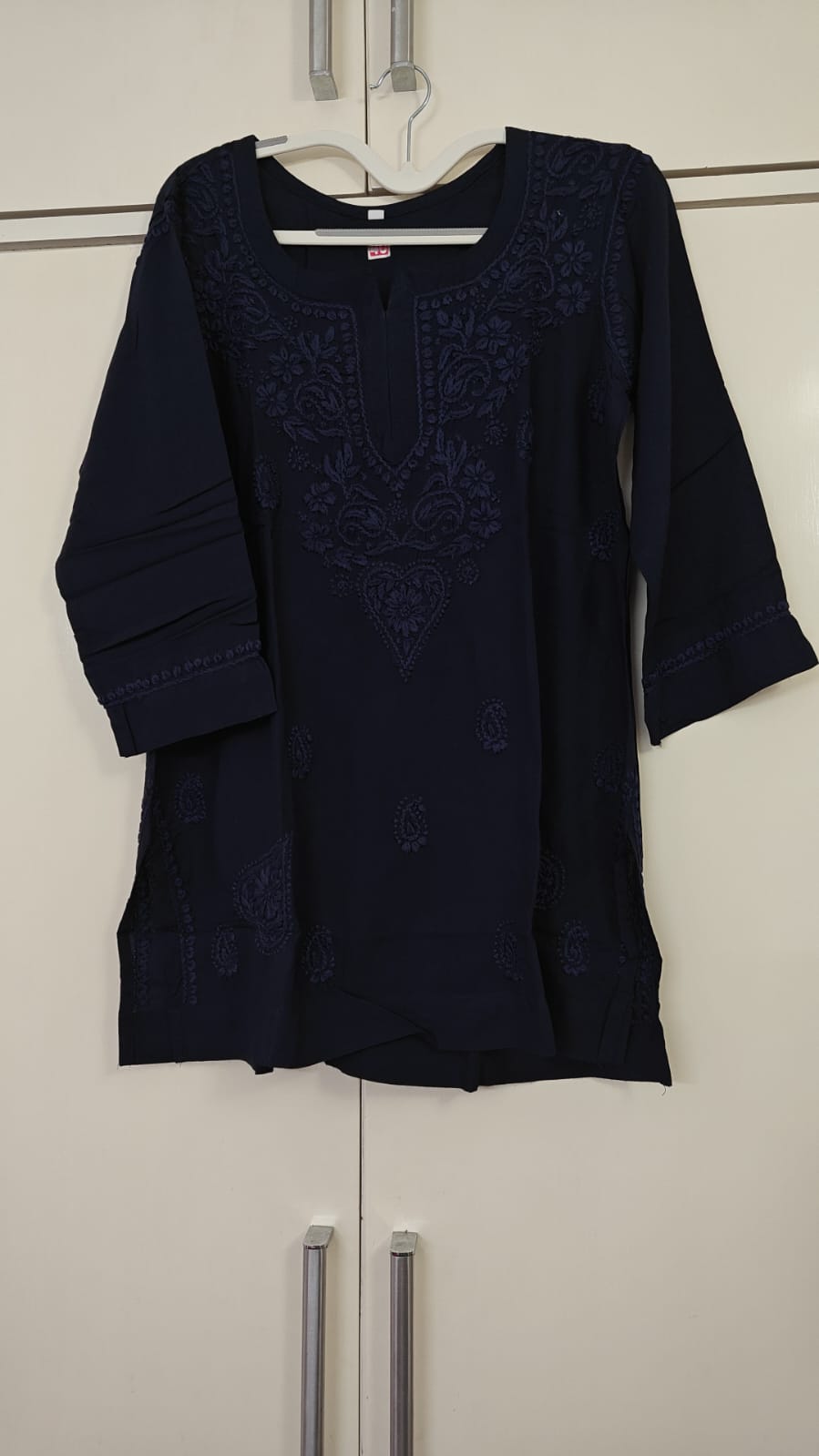 Navy Blue Chikankari Tunic, blue