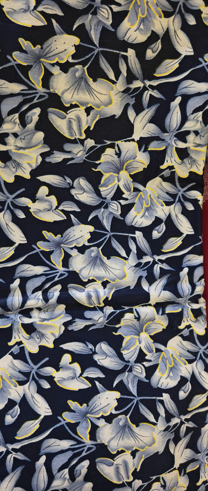 Navy Floral Dress Material Set, blue - view 2