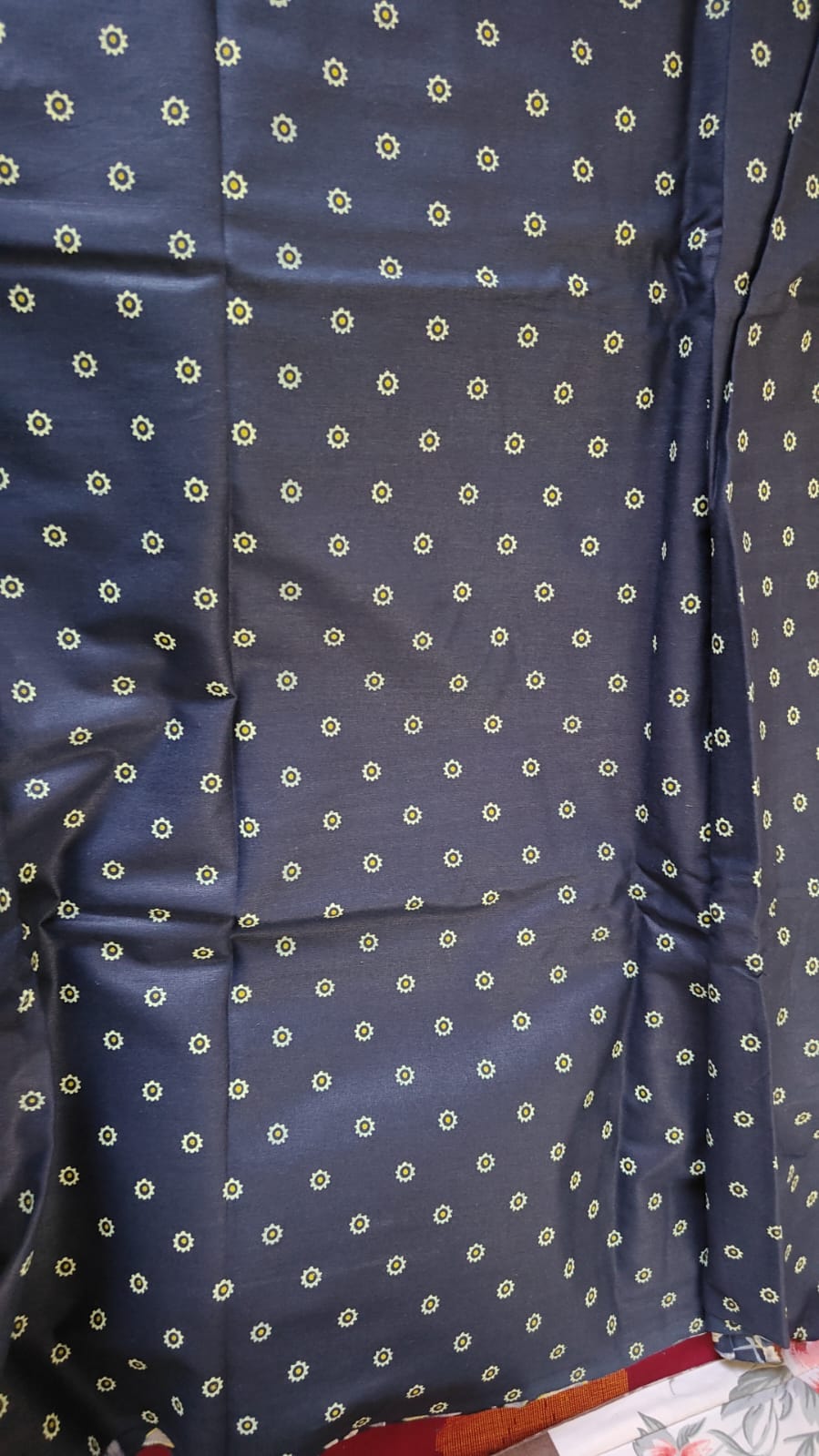 Navy Floral Dress Material Set, blue - view 4