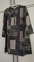 Navy Patchwork Print Shirt Set, blue