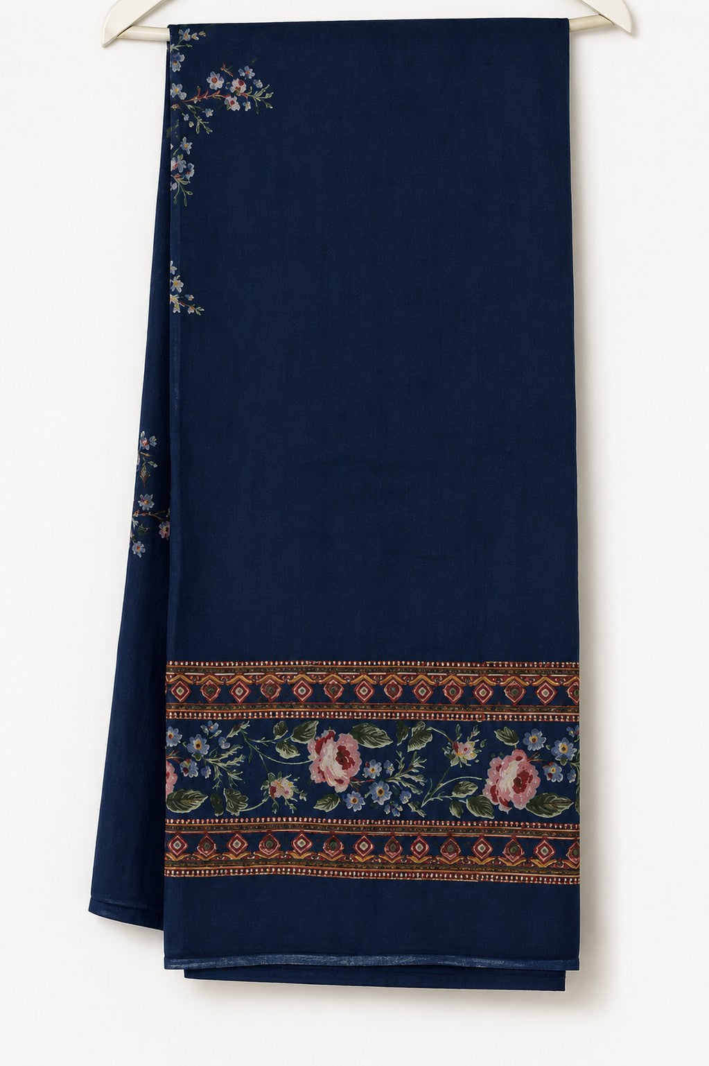 Navy Rose Print Kurta Set - view 3
