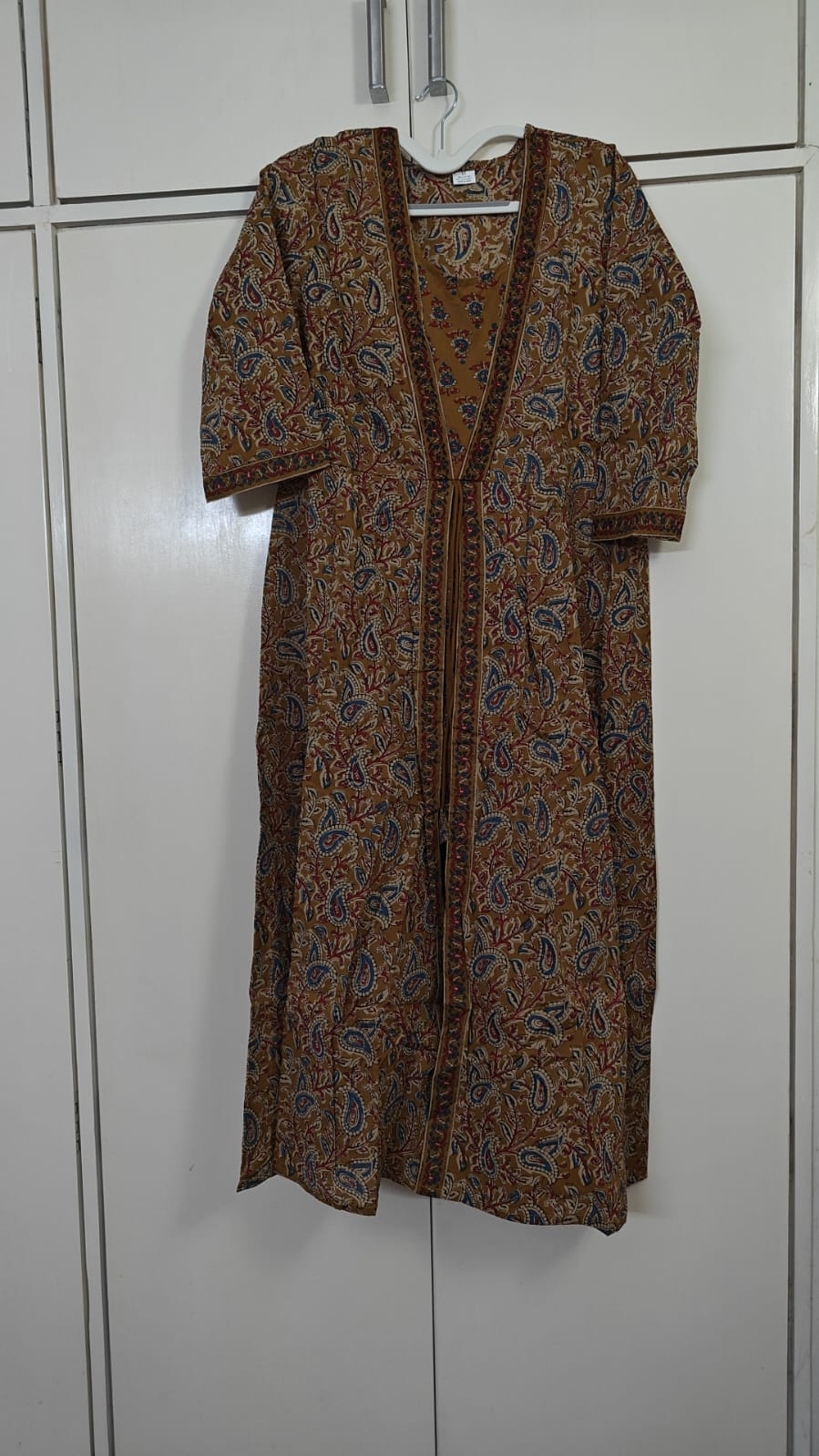 Ochre Paisley Print Kurta Set, yellow