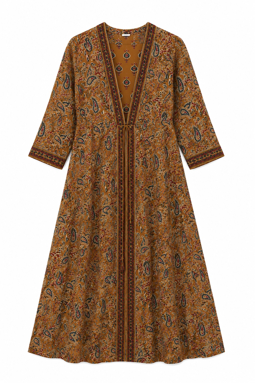 Ochre Paisley Print Kurta Set - view 2
