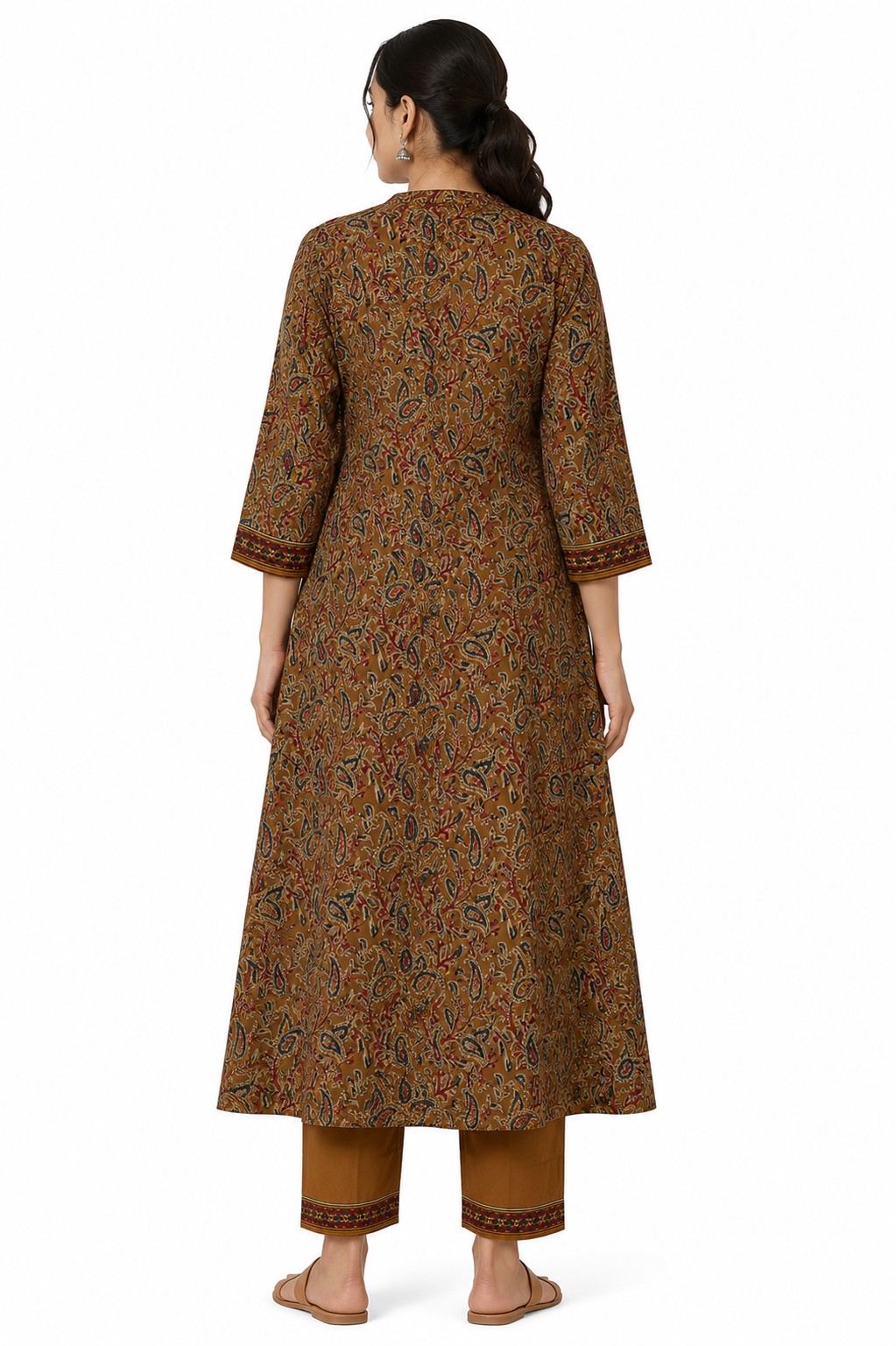 Ochre Paisley Print Kurta Set - view 5