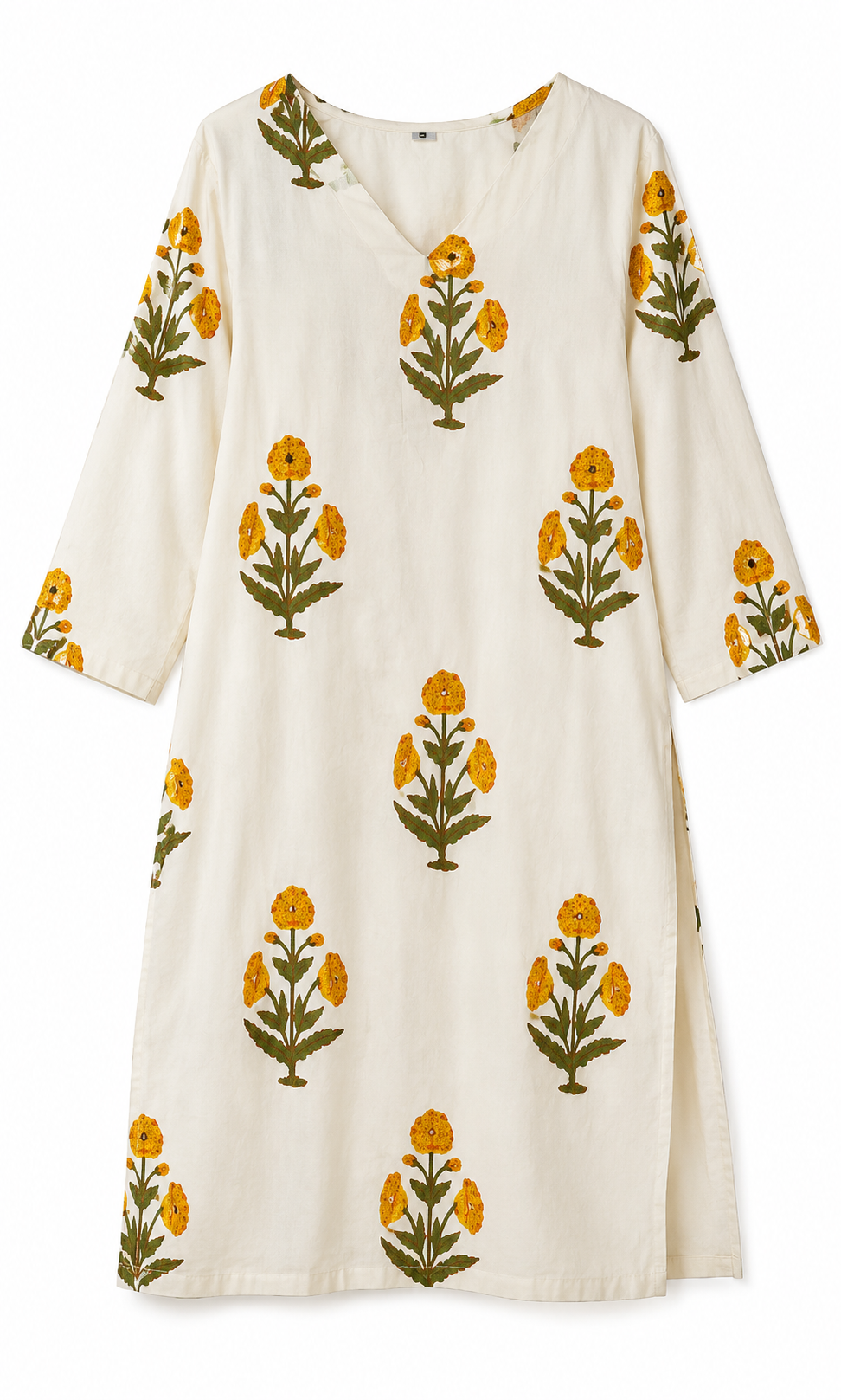 Off-White Marigold Print Kurta Set - view 2