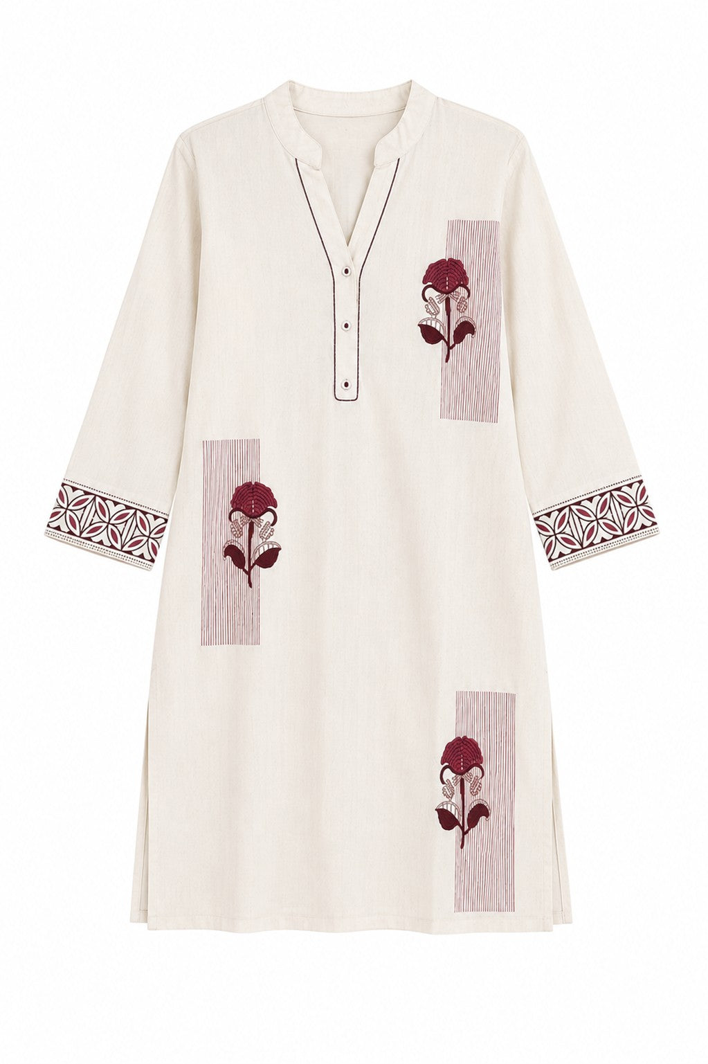 Off-White Rose Placement Kurta