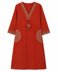 Orange Embroidered Kurta Set - view 4