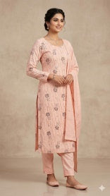 Peach Dress Material Set, pink