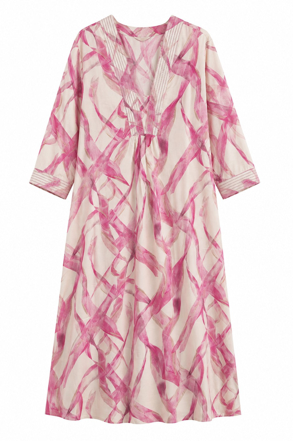 Pink Brushstroke Print Kurta Set