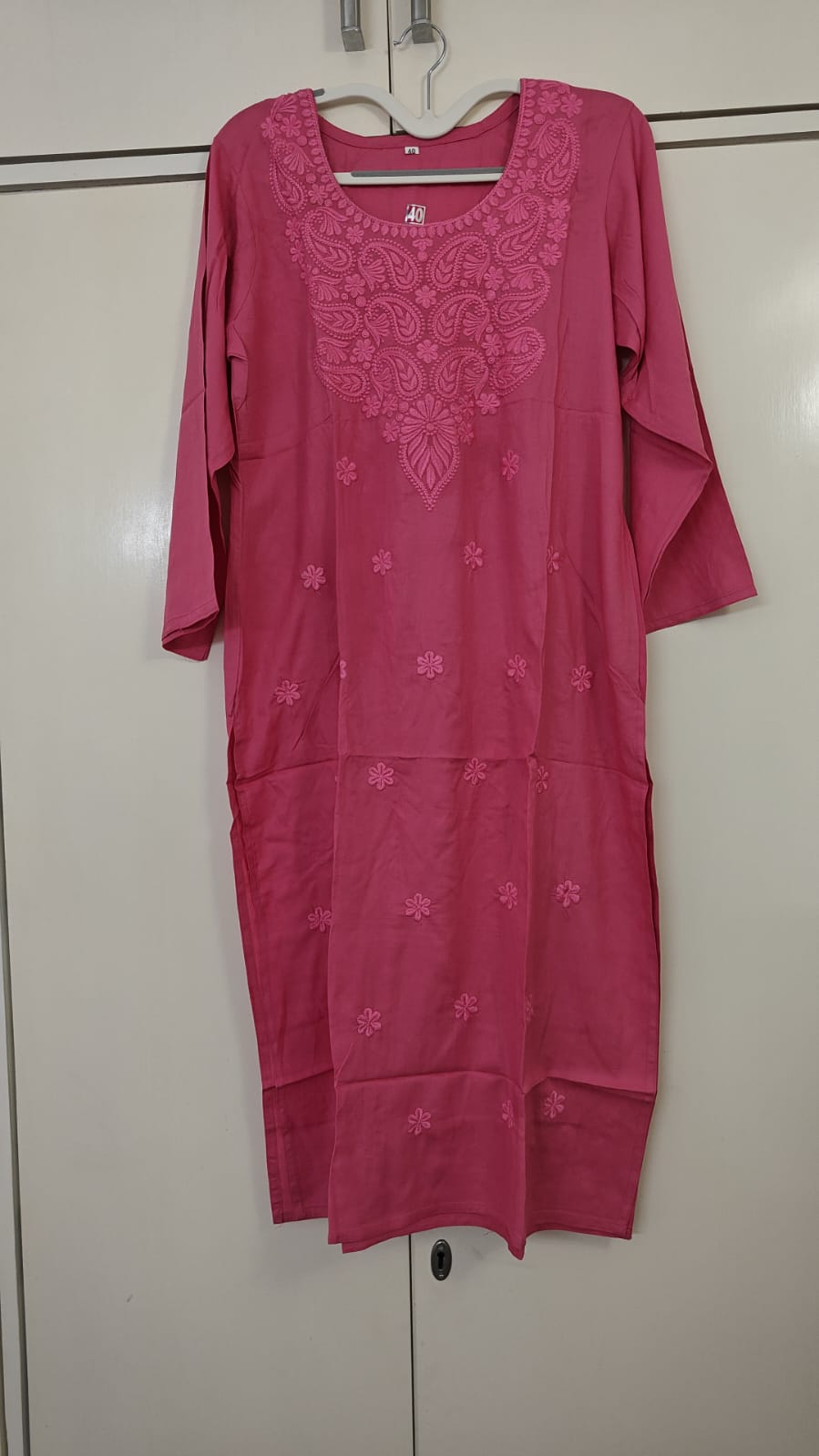 Pink Chikankari Kurta, pink