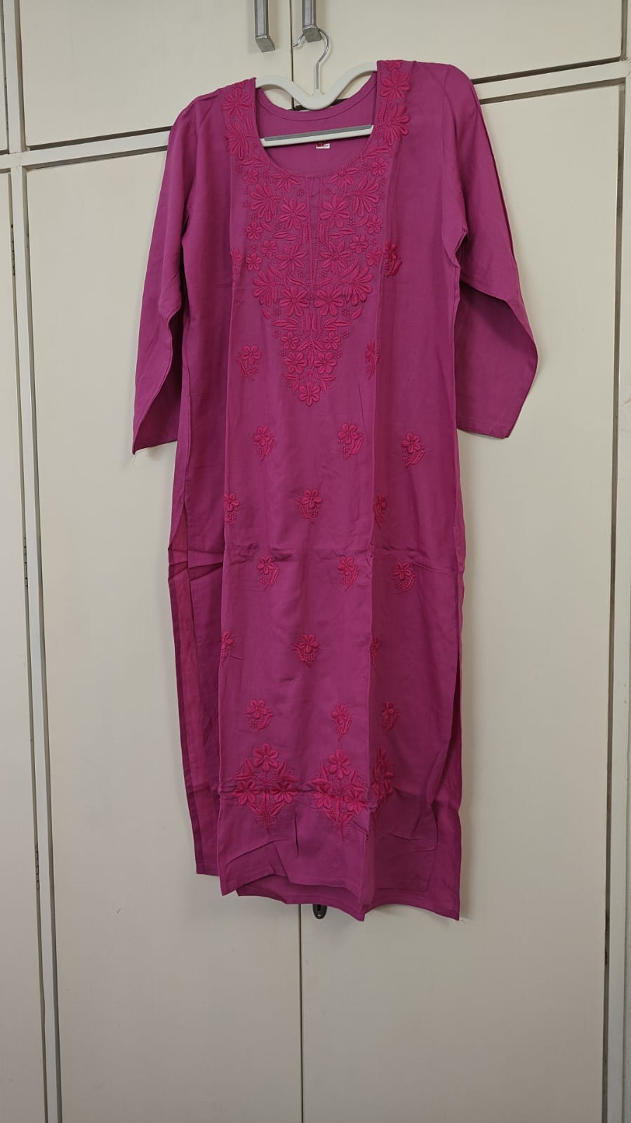Pink Chikankari Kurta, pink - view 2