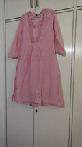 Pink Embroidered Kurta Set, pink