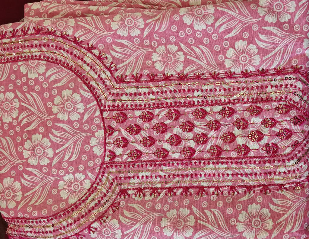 Pink Floral Dress Material Set, pink - view 2
