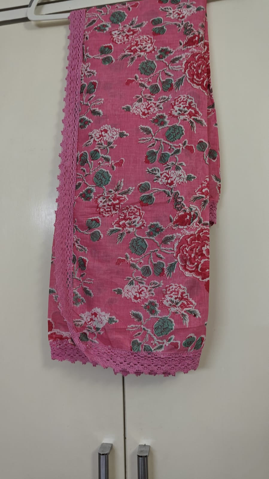 Pink Floral Print Yoke Kurta Set, pink - view 3