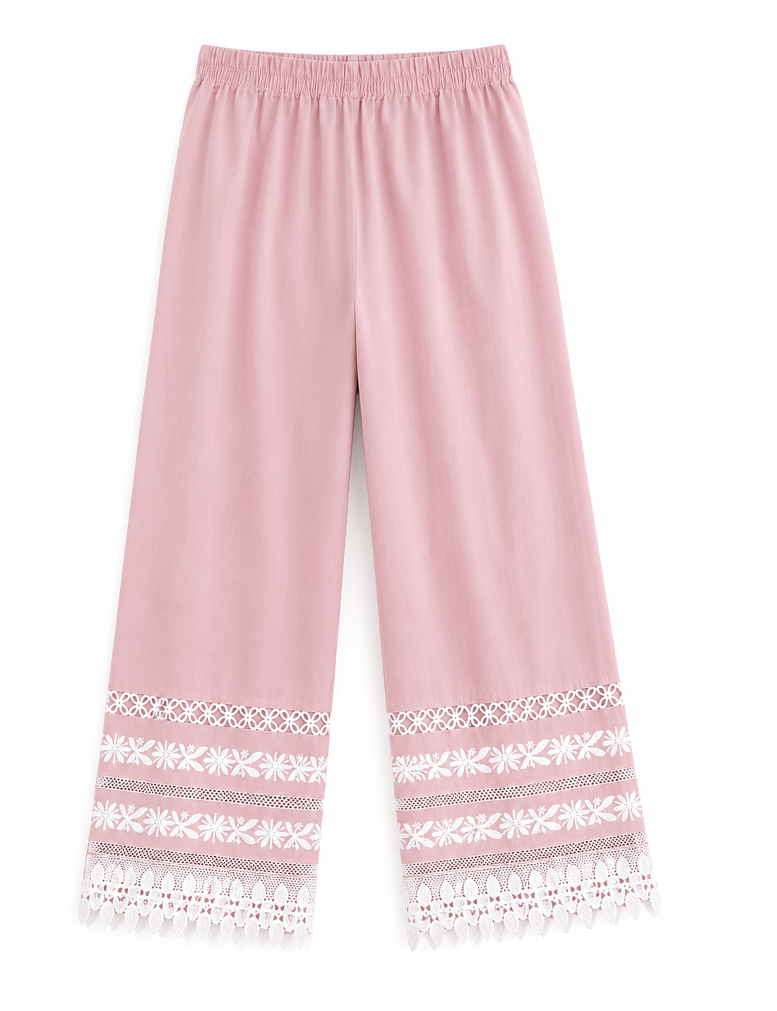 Pink Lace-Trim Embroidered Kurta Set - view 3