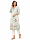 Pista Floral Embroidered Kurta - view 2
