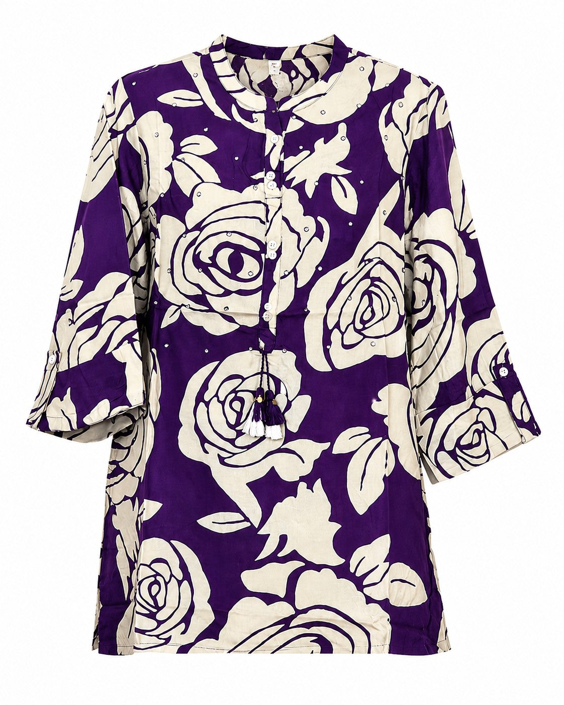 Purple Rose Print Top