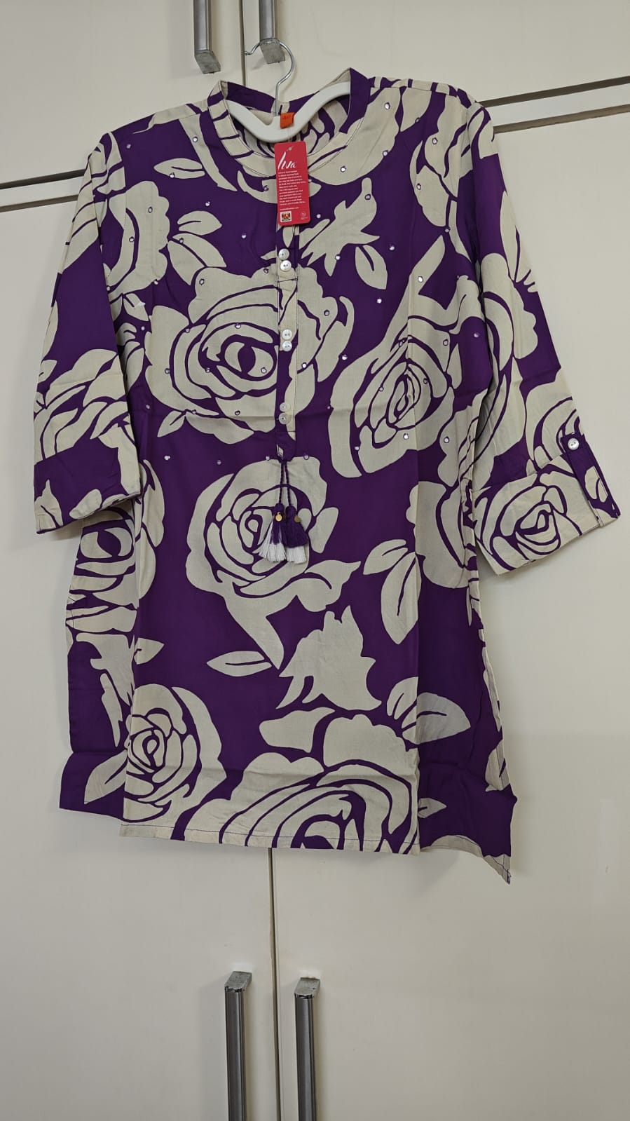 Purple Rose Print Top, purple
