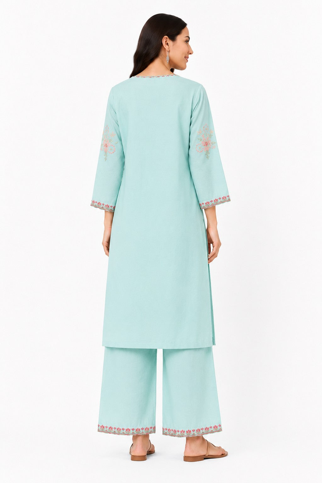 Rama Green Embroidered Kurta Set - view 3