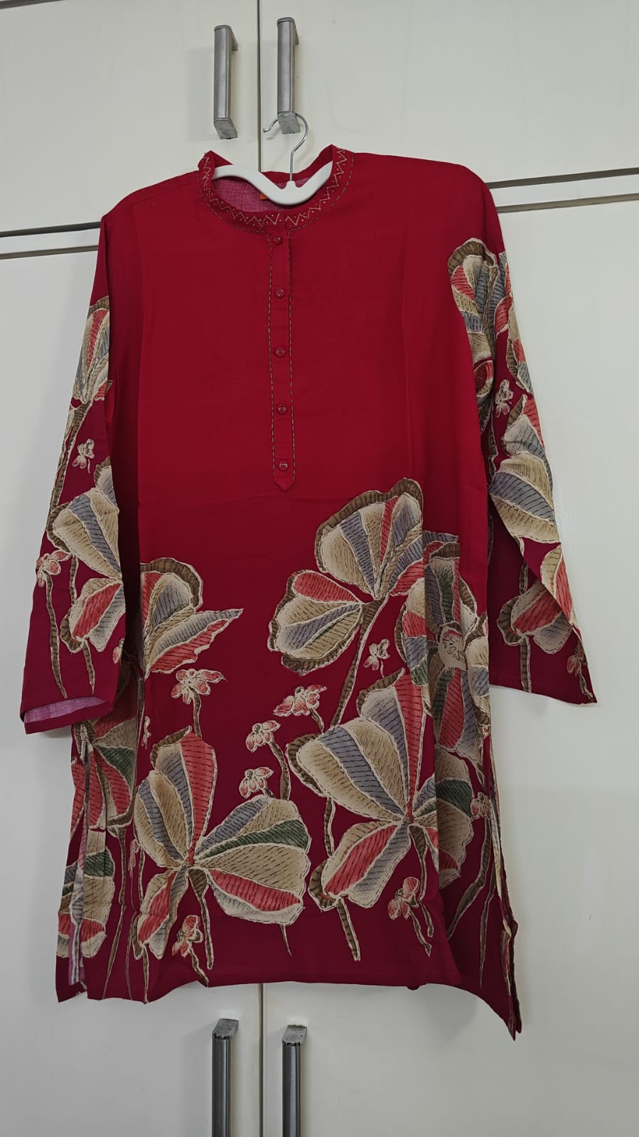 Red Butterfly Floral Kurta Set, red