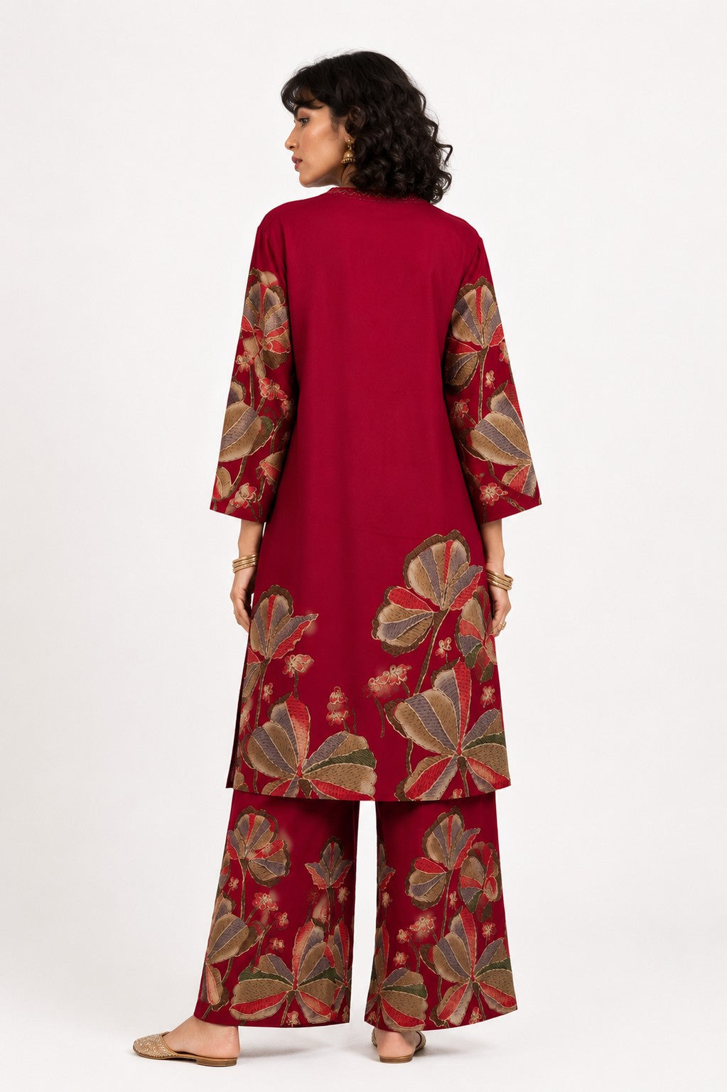 Red Butterfly Floral Kurta Set - view 4