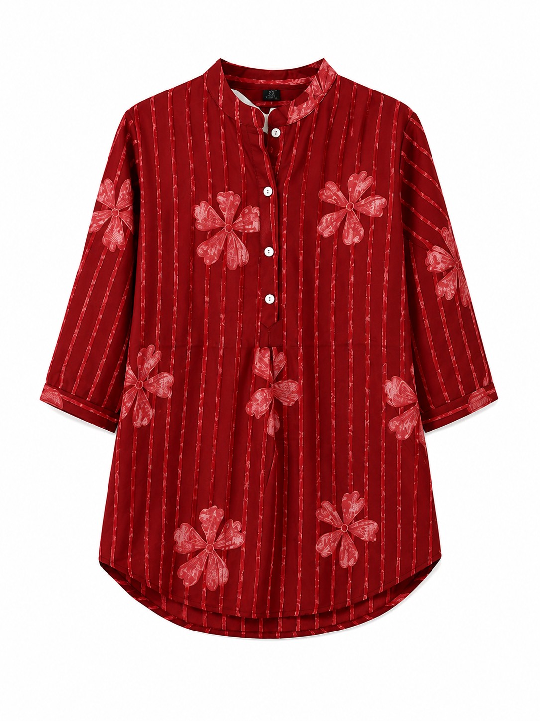 Red Floral Schiffli Kurti