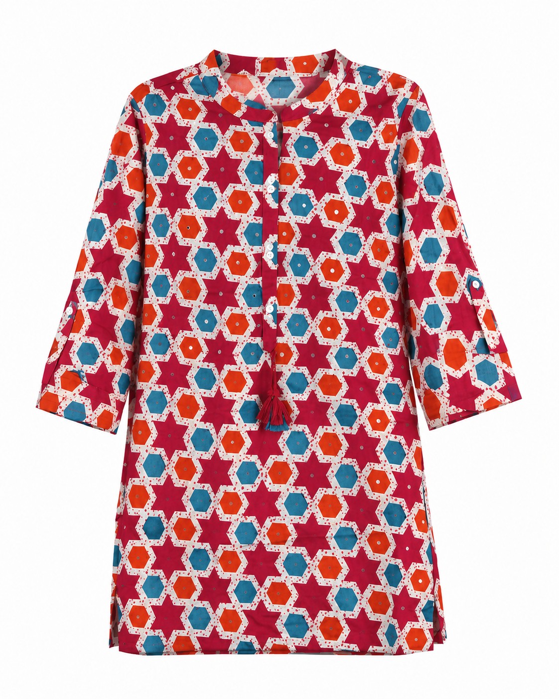 Red Multicolour Print Top