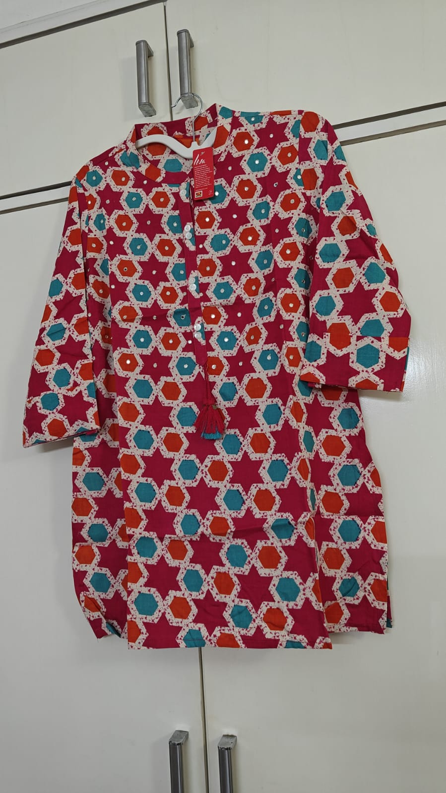 Red Multicolour Print Top, pink
