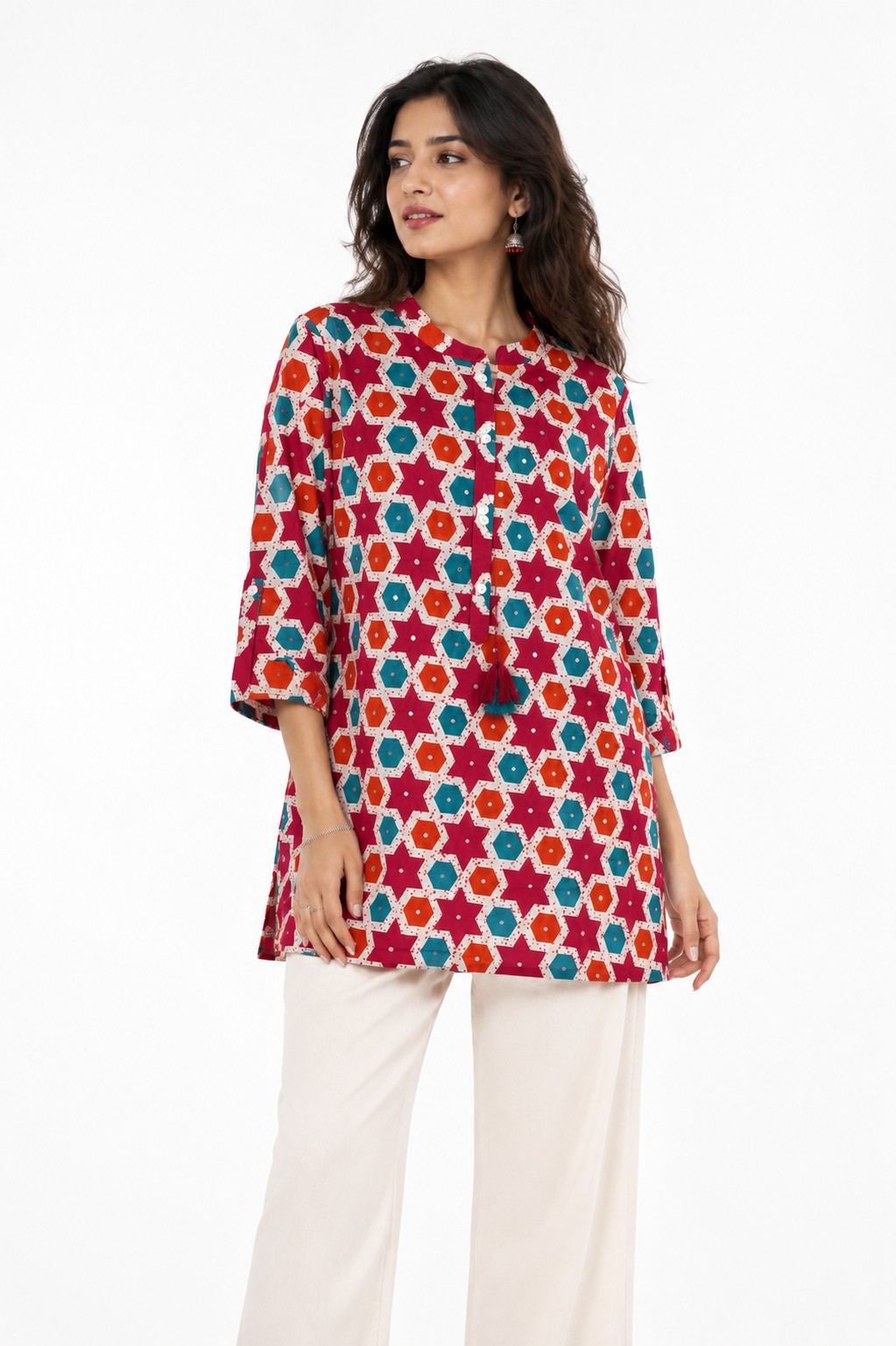 Red Multicolour Print Top - view 3