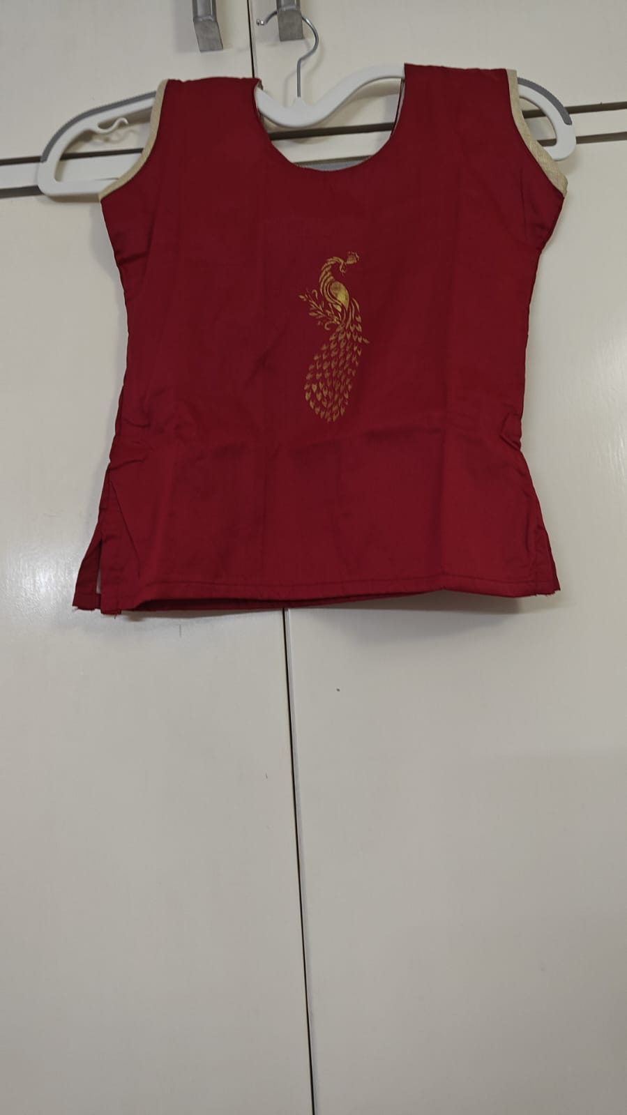 Red Pattu Pavadai Set, red