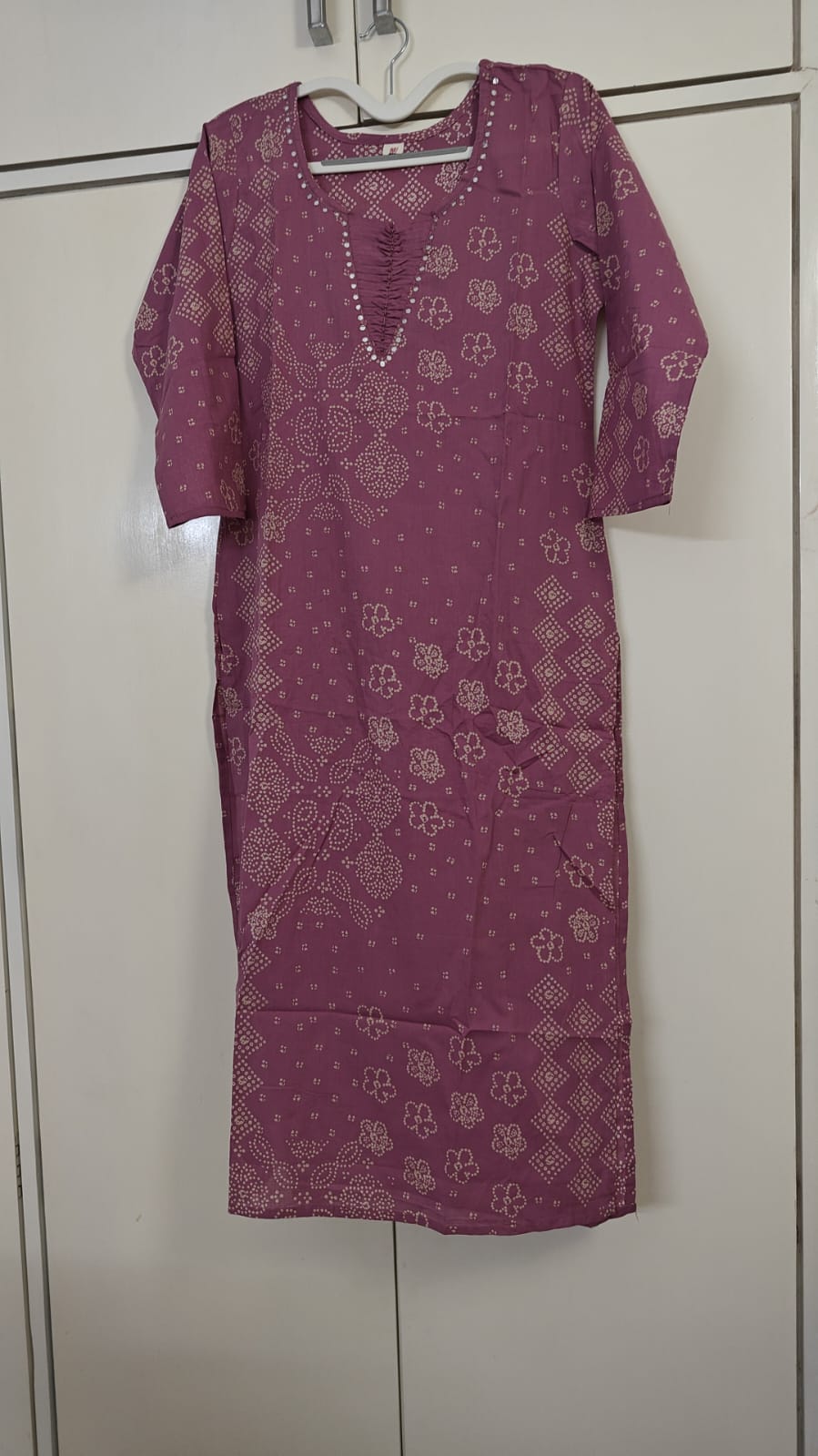 Rose Pink Tonal Print Kurta Set, pink