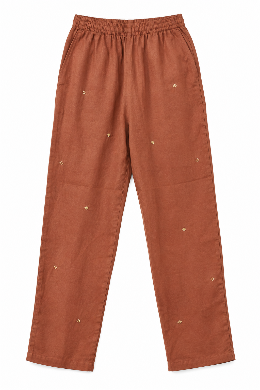 Rust Orange Embroidered Kurta Set, orange
