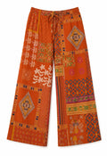 Rust Patchwork Print Kurta Set