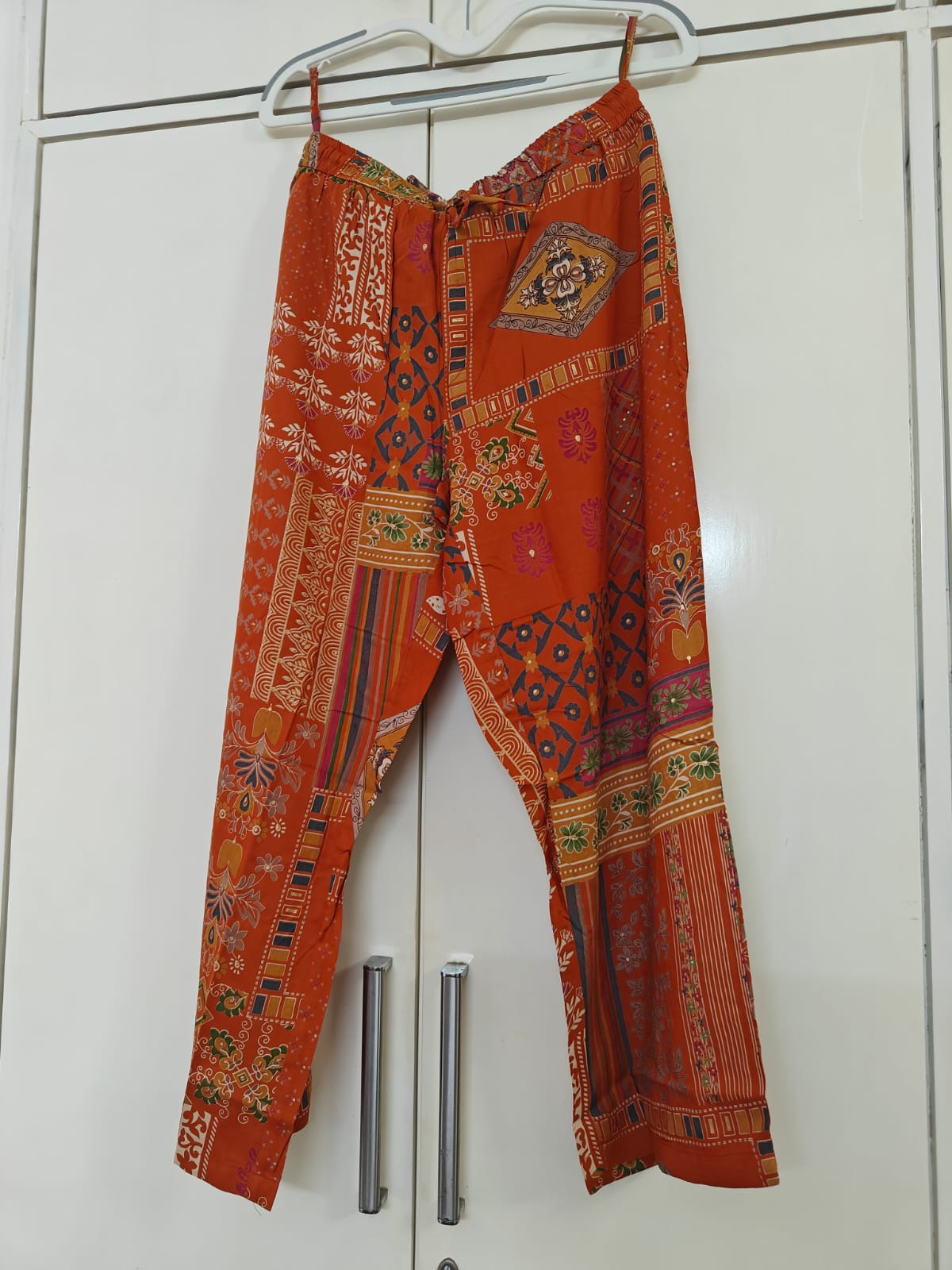 Rust Patchwork Print Kurta Set, rust - view 2