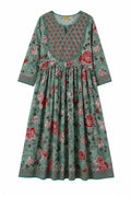 Sage Floral Print Gathered Kurta Set