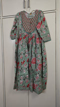 Sage Floral Print Gathered Kurta Set, green