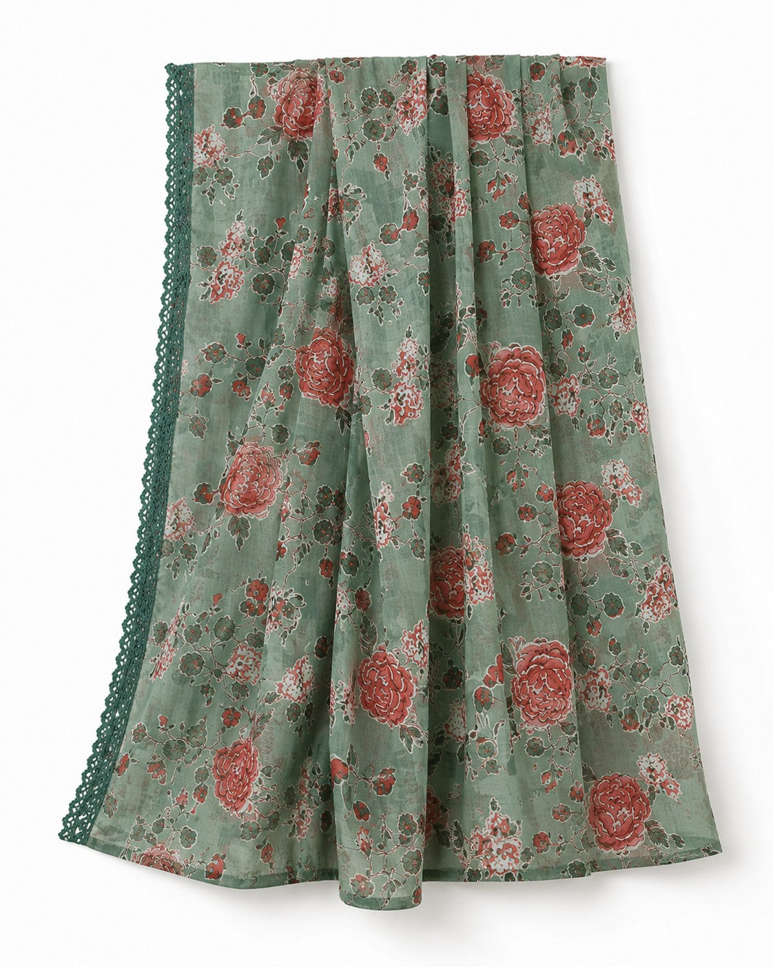 Sage Floral Print Gathered Kurta Set - view 3