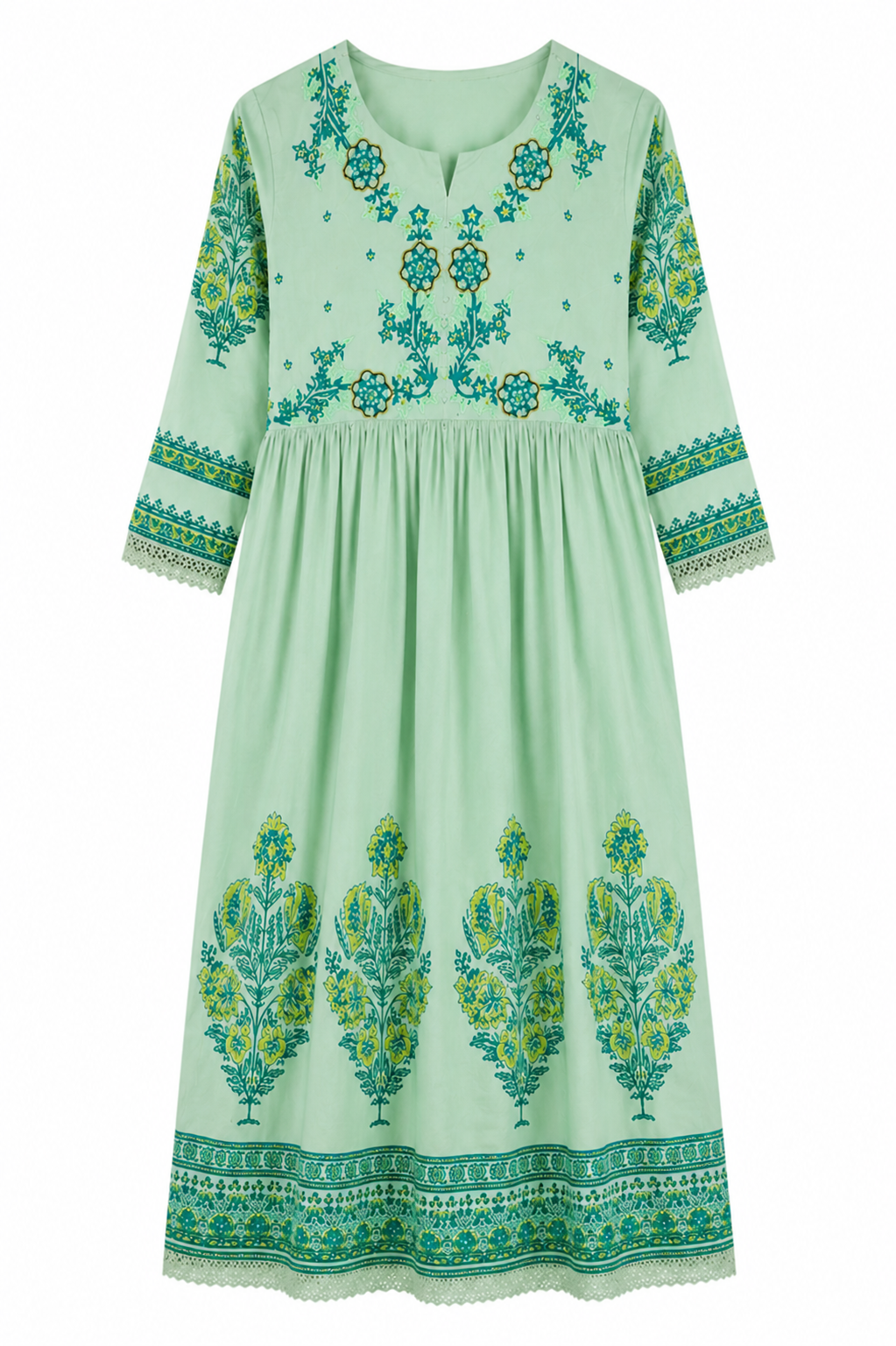 Sage Green Embroidered Kurta Set - view 2
