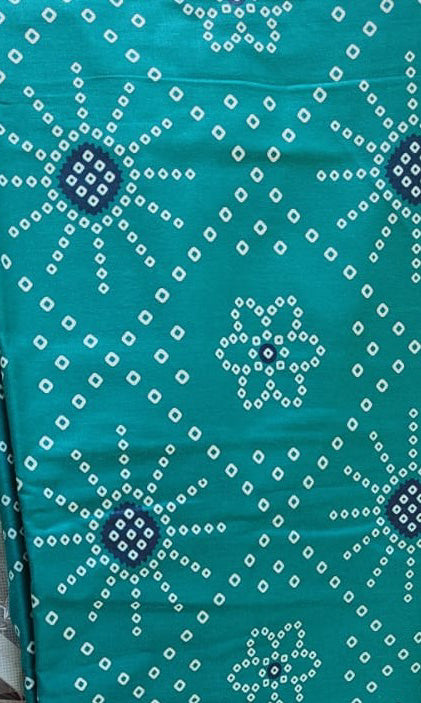 Teal Bandhani-Print Dress Material Set, teal - view 3