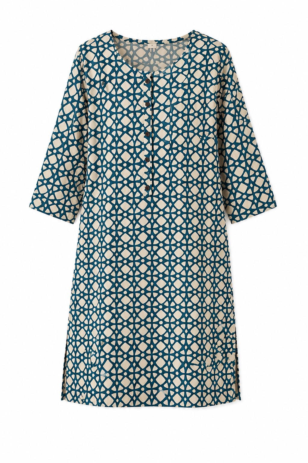 Teal Geometric Print Kurti